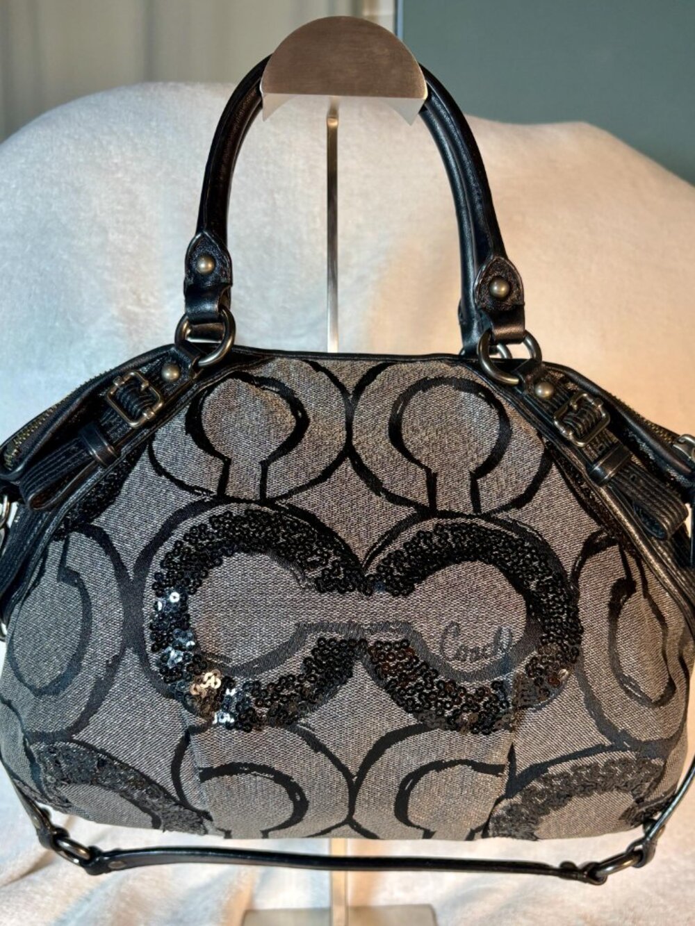 Coach Madison Sequin Op Art Sophia Lurex Satchel